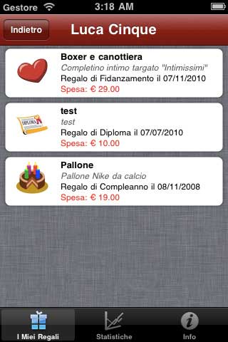 app I Miei Regali iPhone 4