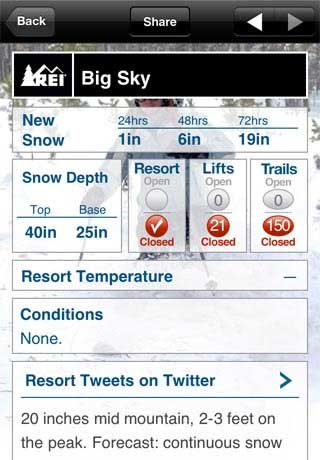 Snow and Ski Report iphone 4